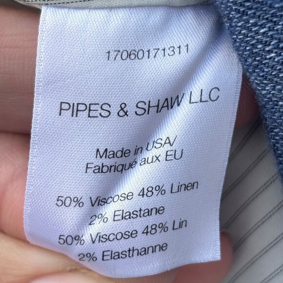 Veronica Beard Sienna Collarless Denim Moto Jacket 0 Linen Blend Jean Zip Up USA - Picture 14 of 15